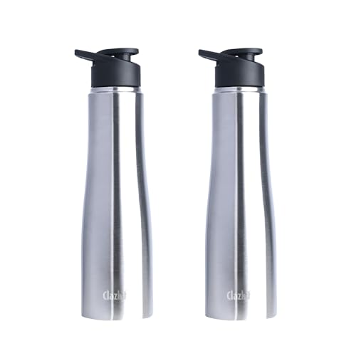 Clazkit Optimus Sporty Stainless Steel Water Bottle 1000ml Set of 2|ISI Certified| Leakproof, Rust-Free, BPA-Free, Durable for College, Fridge, Sports, Gym, Yoga & Office - Image 1