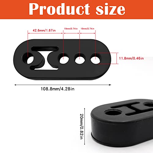 Tnuocke 2pcs Rubber Exhaust Hangers Insulator 4 Holes Universal Hole Size 4 Holes Black Diameter 12mm (0.46") Muffler Bracket Mount for Car，Truck，SUV H-061-4K - Image 3