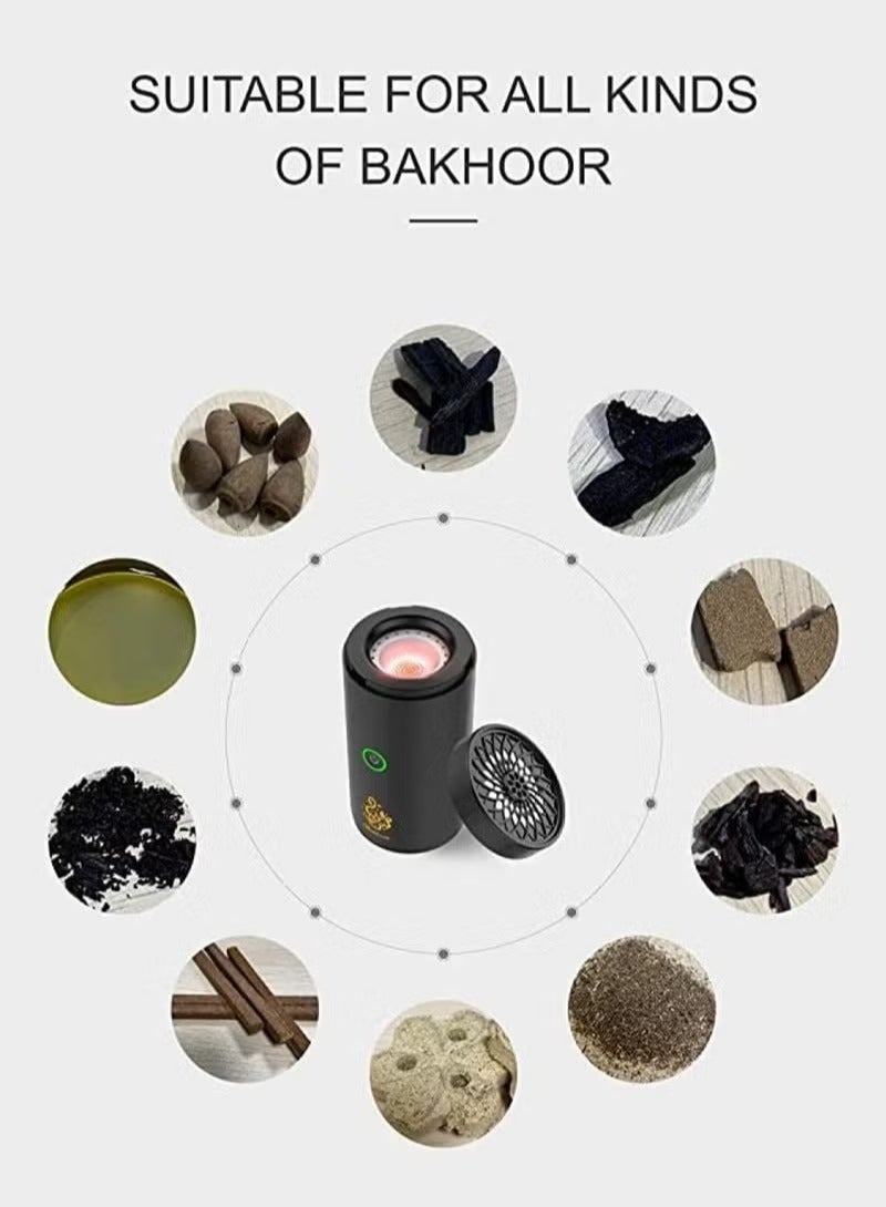 Shopit Bukhoor Incense Burner for Car Home and Office Fragrance Black - Image 2