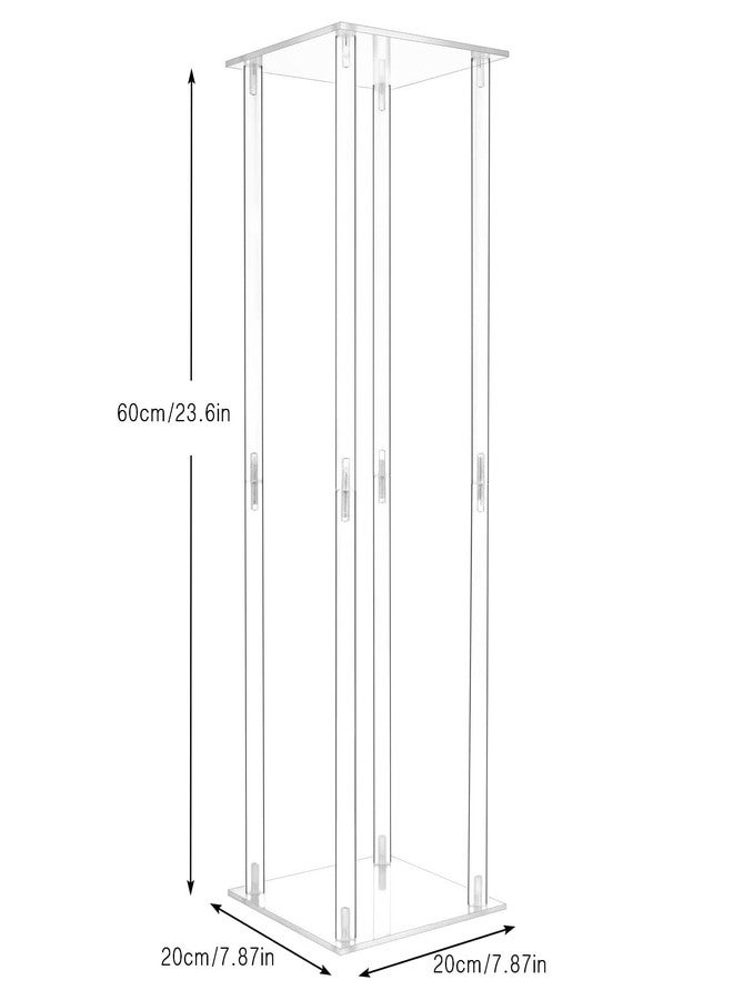 قطعتان من مزهريات الأكريليك من لانلونغ لتزيين طاولات حفلات الزفاف، حامل زهور مستطيل الشكل بعمود شفاف بطول 23.6 بوصة، قواعد أسطوانية الشكل لحفلات الزفاف - Image 5