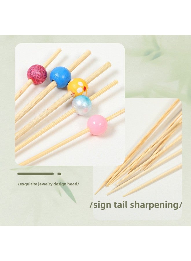 Disposable Fruit Fork Black Wood Beads Electroplating Silver Beads Decorative Fruit Label Manufacturers 100 PCs/bag Manufacturers Wholesale-Specifications:Mixed Color Pearls (100 Pieces/pack)  - Image 3