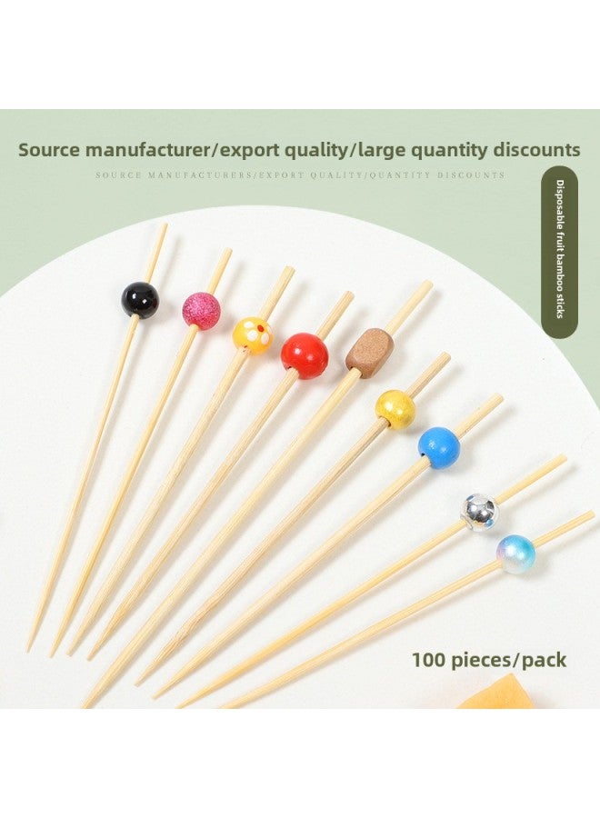 Disposable Fruit Fork Black Wood Beads Electroplating Silver Beads Decorative Fruit Label Manufacturers 100 PCs/bag Manufacturers Wholesale-Specifications:Mixed Color Pearls (100 Pieces/pack)  - Image 2