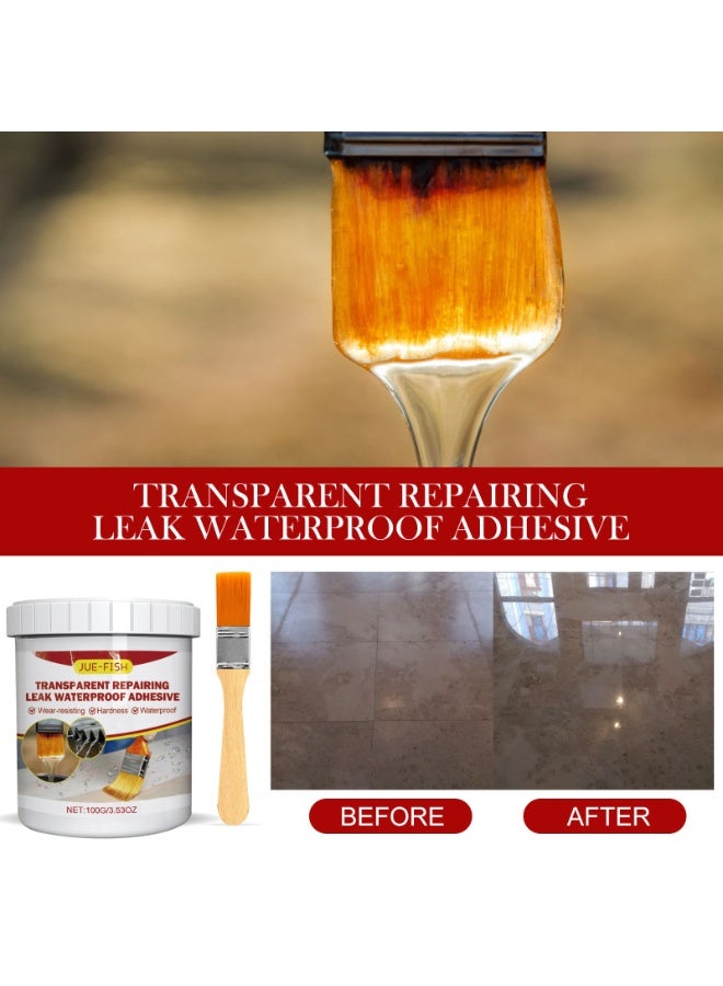 Jue-Fish Waterproof Adhesive, Transparent Leak Repairing Agent for Bathroom Floors, Penetrating Waterproofing Agent, Renovation Glossy Leak-Proof Coating - Image 5