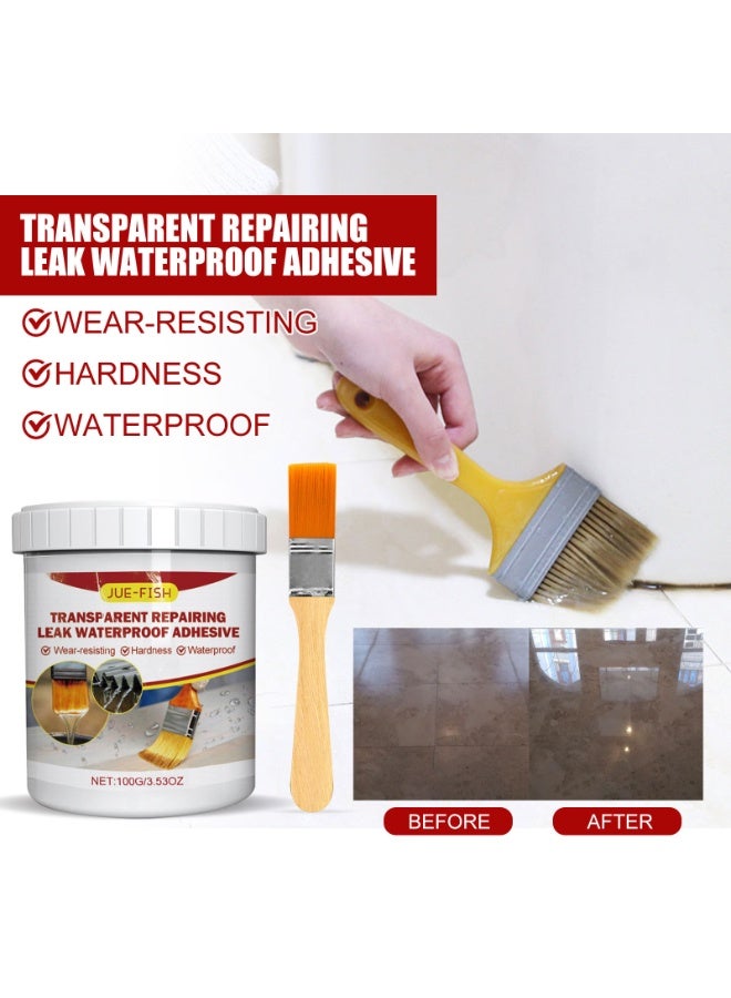 Jue-Fish Waterproof Adhesive, Transparent Leak Repairing Agent for Bathroom Floors, Penetrating Waterproofing Agent, Renovation Glossy Leak-Proof Coating - Image 2