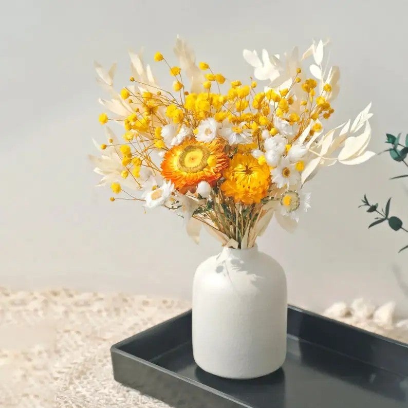 Bluejw Natural Dried Flowers Bouquet with Vase Arrangement - Rustic Home Decor, Desktop Ornament, Wedding Decorations, Includes Dried Plants - Image 3