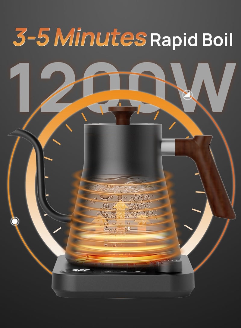 بريتيل غلاية V60 ذات عنق معقوف سعة 900 مل بقوة 1200 واط مزودة بتحكم رقمي في درجة الحرارة 6 إعدادات مسبقة عزل تلقائي مصنوعة من الفولاذ المقاوم للصدأ مناسبة للاستخدام المنزلي والمكتبي - Image 5