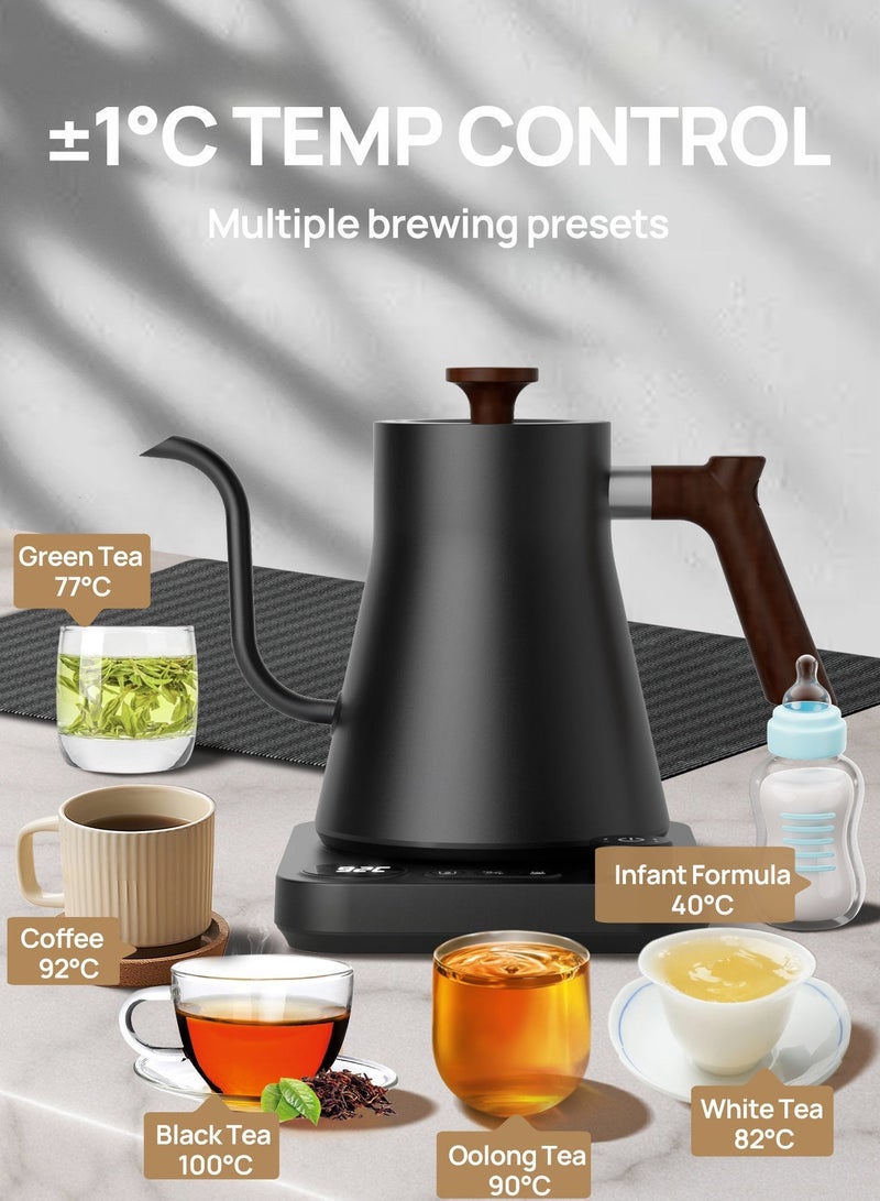 بريتيل غلاية V60 ذات عنق معقوف سعة 900 مل بقوة 1200 واط مزودة بتحكم رقمي في درجة الحرارة 6 إعدادات مسبقة عزل تلقائي مصنوعة من الفولاذ المقاوم للصدأ مناسبة للاستخدام المنزلي والمكتبي - Image 4