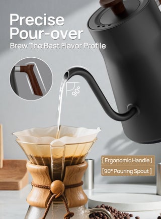 V60 Gooseneck Kettle 900ML Coffee Kettle 1200W Power with Digital Temperature Control 6 Presets Automatic Insulation Stainless Steel Material Suitable for Home and Office Coffee Corner - view 2