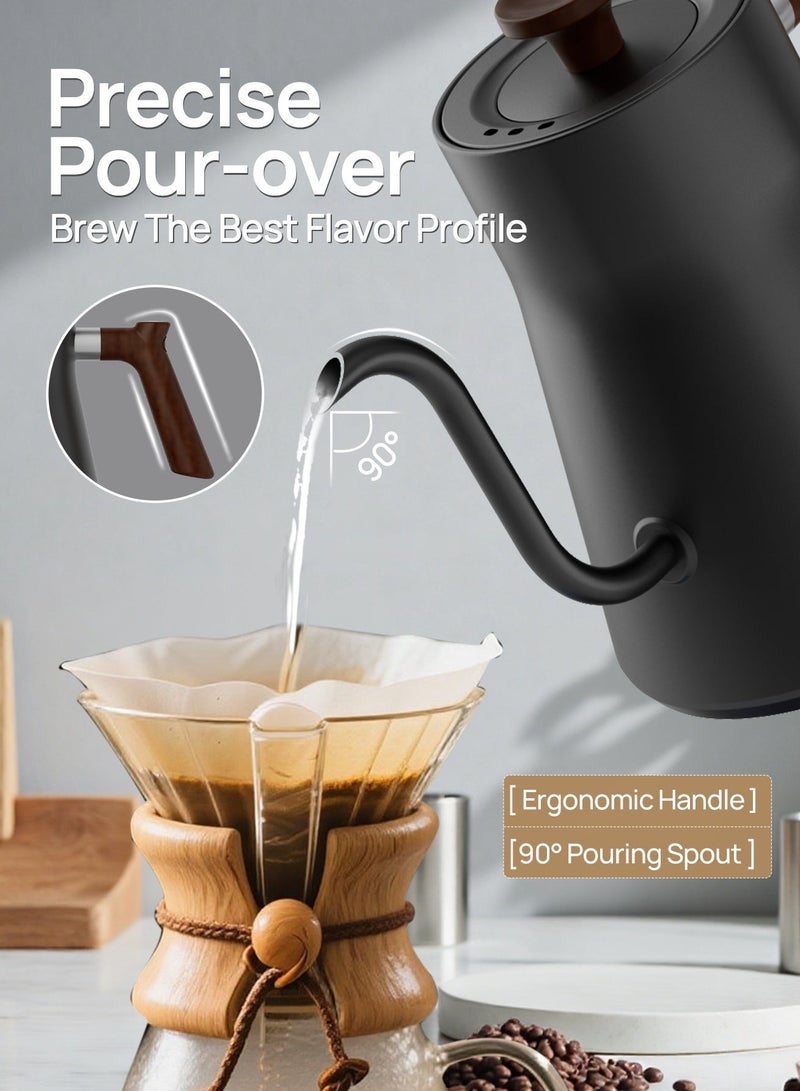 بريتيل غلاية V60 ذات عنق معقوف سعة 900 مل بقوة 1200 واط مزودة بتحكم رقمي في درجة الحرارة 6 إعدادات مسبقة عزل تلقائي مصنوعة من الفولاذ المقاوم للصدأ مناسبة للاستخدام المنزلي والمكتبي - Image 2