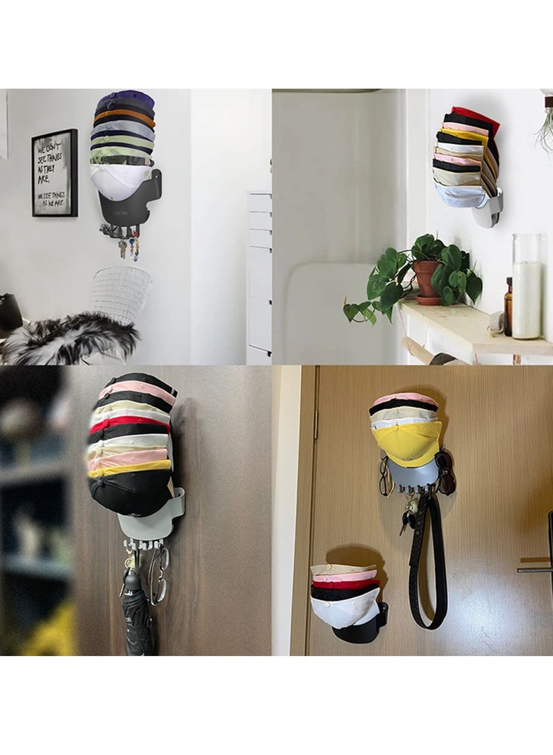 Excefore 2PCS Cap Organizer Hanger,Hat Rack for Wall Adhesive Hat Racks, Change Your Cloth Hanger to Cap Organizer Hanger, Hat Organizer for Closet Door - Image 2