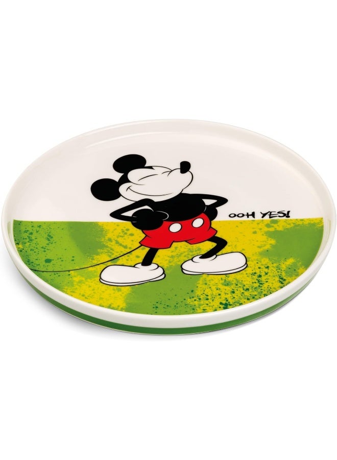 EGAN Mickey Mouse Side Plate – 20cm Round Dessert Plate in Yellow | New Bone China | Microwave & Dishwasher Safe | Dinnerware Collection (GREEN) - Image 1