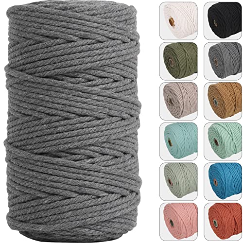 NOANTA 4mm 109yards Macrame Cord Grey Cotton Rope for Wall Hanging Plant Hangers Crafts Knitting - Image 1