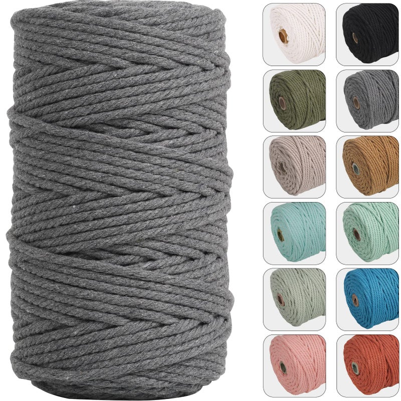 NOANTA 4mm 109yards Macrame Cord Grey Cotton Rope for Wall Hanging Plant Hangers Crafts Knitting - Image 3