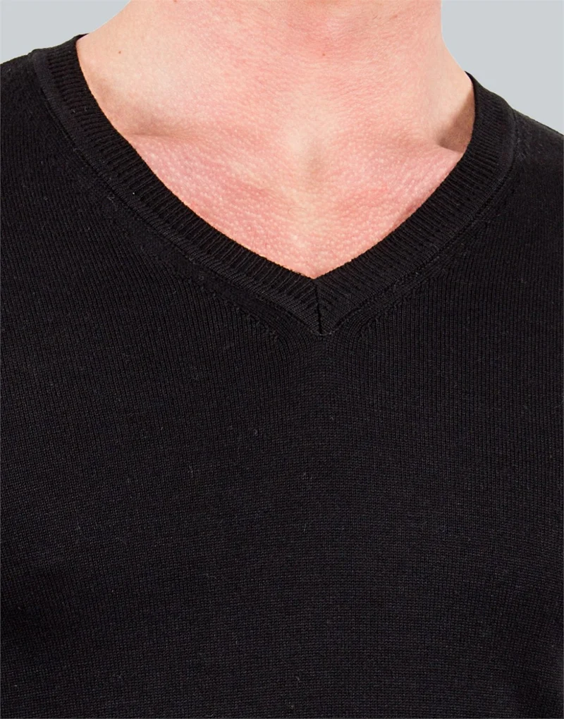 تودورس Plain V Neck Black - Cotton Men's Sweater