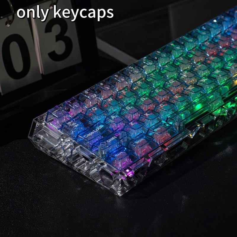 128 Key Blue Transparent PC Keycaps Compatible With MX Switch Mechanical Keyboards Cherry Profile UV Stabilized Pad Print For Qwerty Wasd Number Row Layouts Color Coded For Switch Compatibility - Image 5