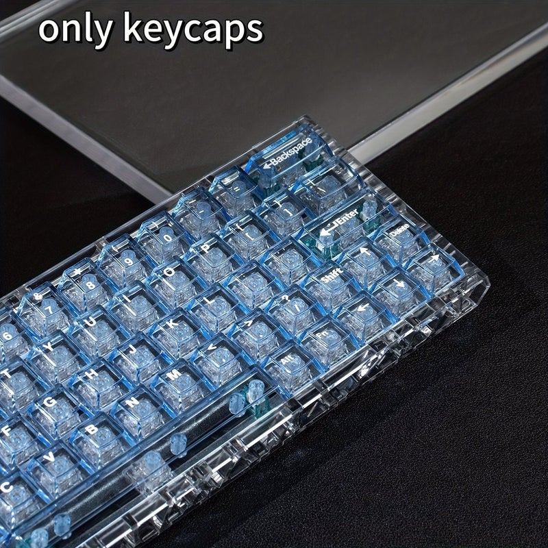 128 Key Blue Transparent PC Keycaps Compatible With MX Switch Mechanical Keyboards Cherry Profile UV Stabilized Pad Print For Qwerty Wasd Number Row Layouts Color Coded For Switch Compatibility - Image 2