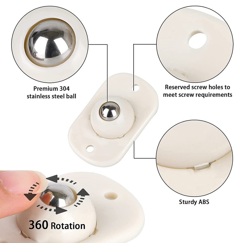 ARQIVO Mini Swivel Casters Wheels SelfAdhesive 360 Degree Rotation Sticky Pulley Low Level Silent Roller Ball Castors Transfer Bearing for Bins Bottom Storage Box Pack of 16 - Image 5