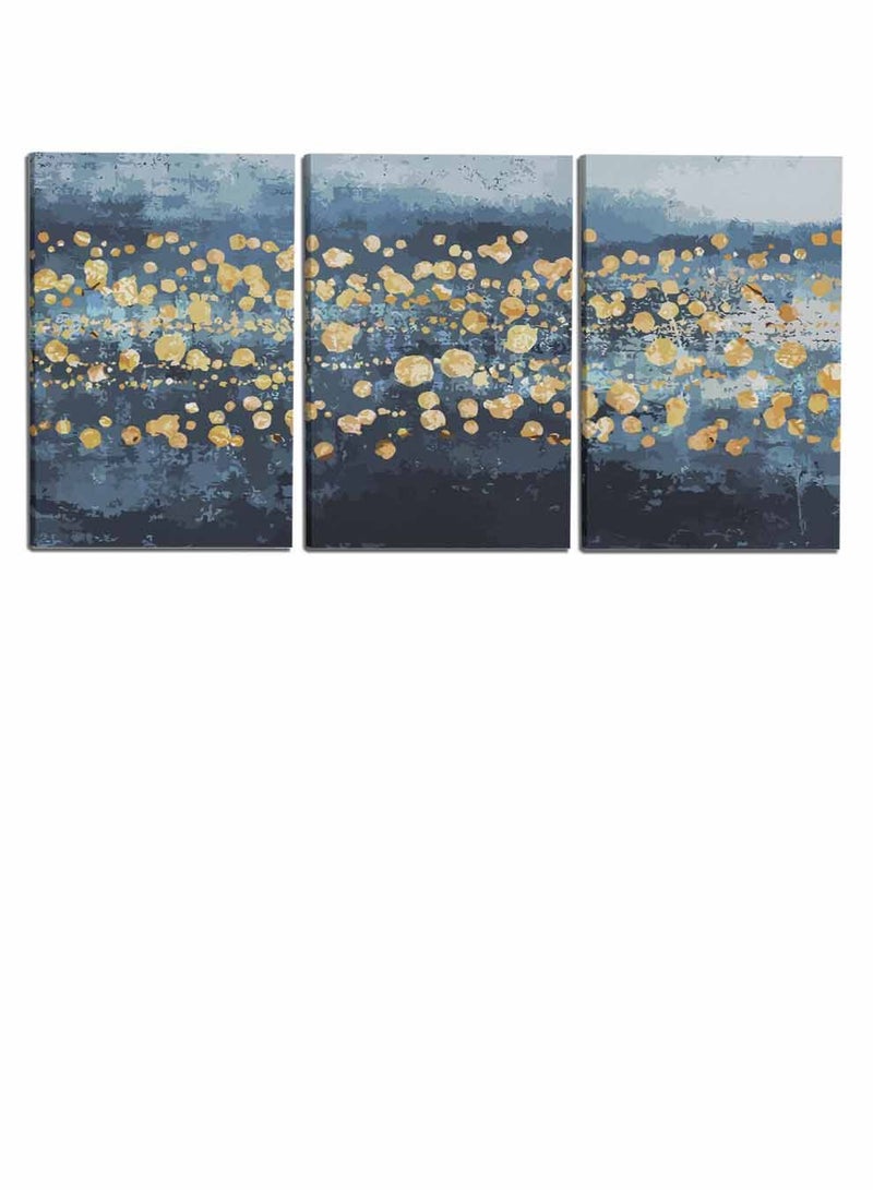 لوحة طقم من ٣ لوحات كانفاس على إطار خشبي، تصميم تجريدي ملون، للمنزل، غرفة المعيشة، المكتب، الديكور - Image 4