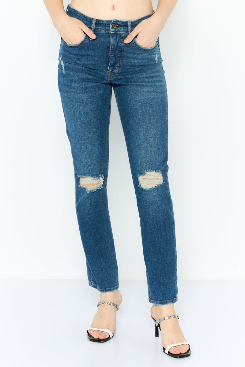 Sam Edelman Women Regular Fit Washed Denim Jean, Blue - Image 1