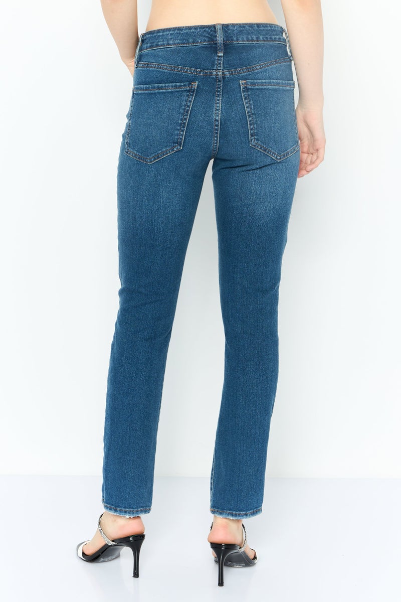 Sam Edelman Women Regular Fit Washed Denim Jeans, Blue - Image 4