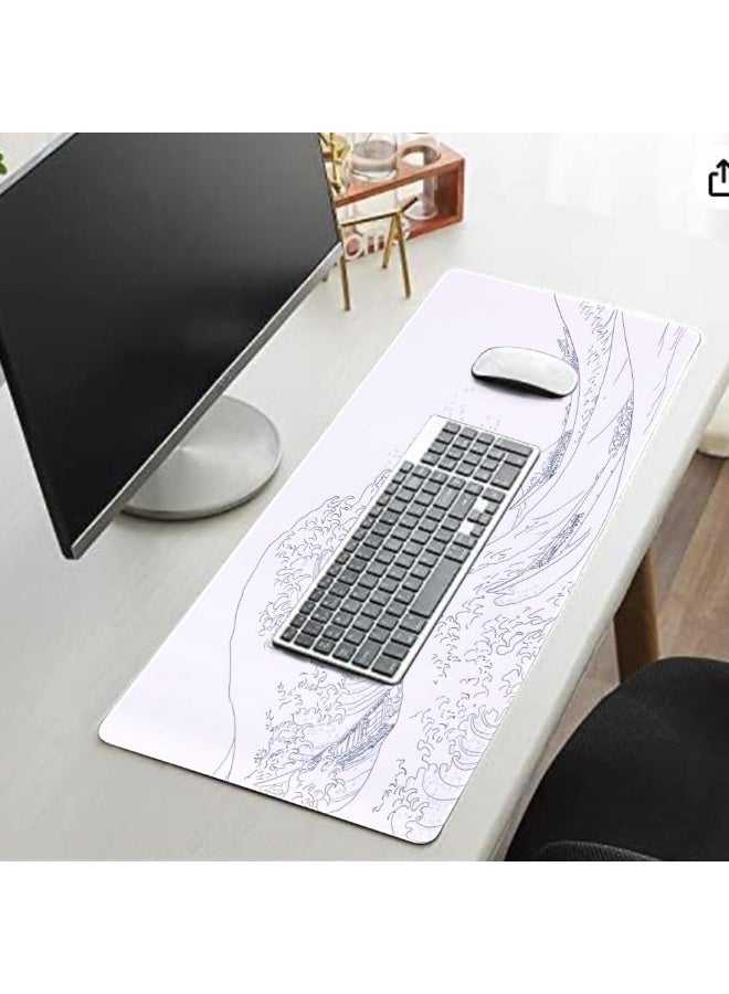 White Sea Wave Extended Gaming Mouse Pad 90 x 40 CM – XXLarge Desk Mat - Image 5