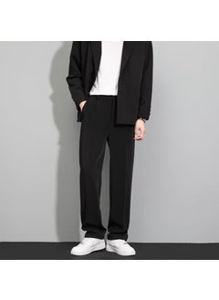 Generic Trendy Solid Color Mens Casual Loose-fit Harajuku Cropped Pants Spring Season 2023 New Style Youth Fashion Elégant Pantalons Black  - Image 1