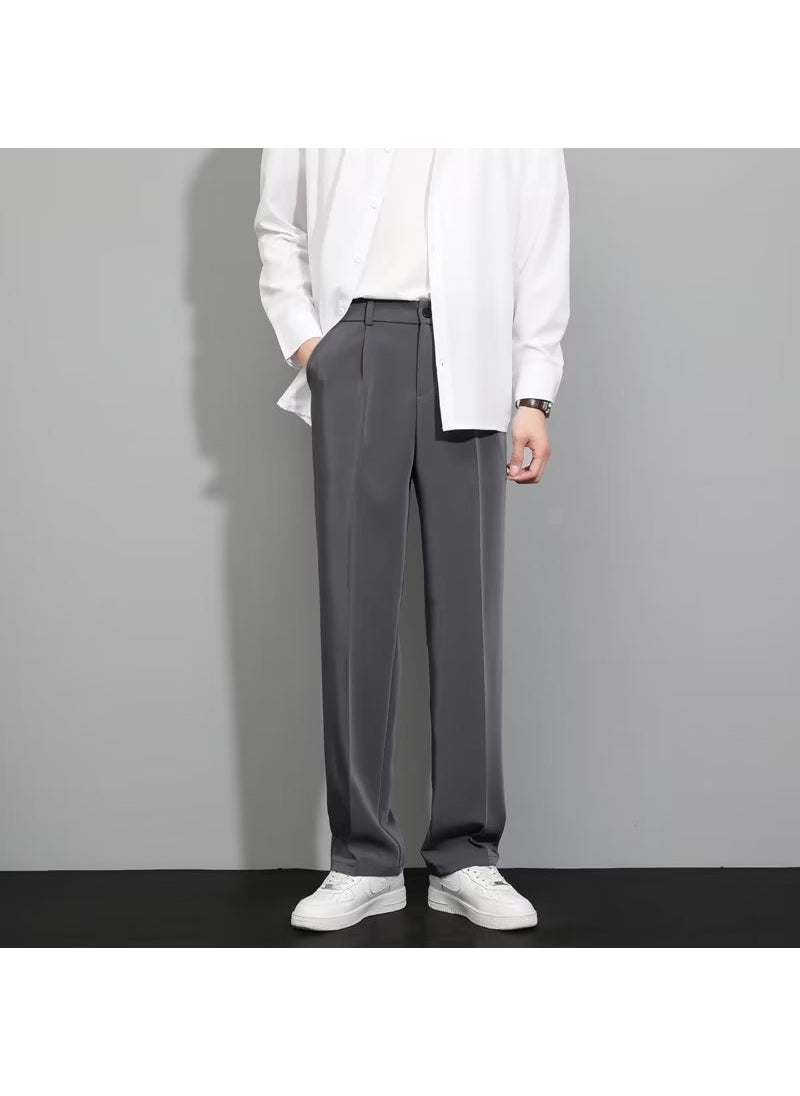 Generic Trendy Solid Color Mens Casual Loose-fit Harajuku Cropped Pants Spring Season 2023 New Style Youth Fashion Elégant Pantalons Black  - Image 4