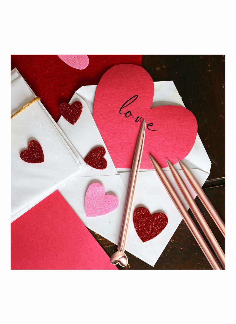 Y&D 12 Pieces Heart Shaped Metal Ballpoint Black Ink Retractable Decorative Pens for Women Girl Writing Office School Wedding Gifts (Rose Gold  - Image 4