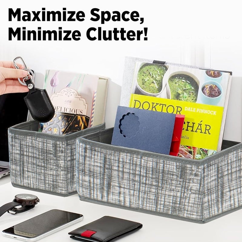 LAXIS ® 6 Pack Clothes Organizer, Wardrobe Closet Organizer and Storage with Handles, Almirah Cupboard Organizer for Pants, Jeans, Sweater, T-Shirts, Socks, Bra, Tie, Scarfs, and Toys- Grey - Image 2