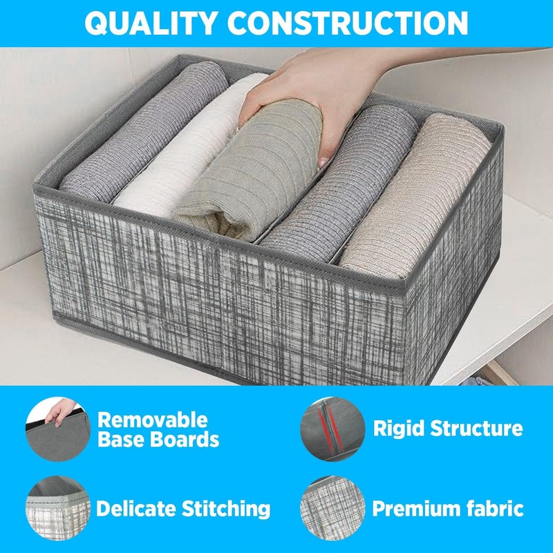 LAXIS ® 6 Pack Clothes Organizer, Wardrobe Closet Organizer and Storage with Handles, Almirah Cupboard Organizer for Pants, Jeans, Sweater, T-Shirts, Socks, Bra, Tie, Scarfs, and Toys- Grey - Image 5