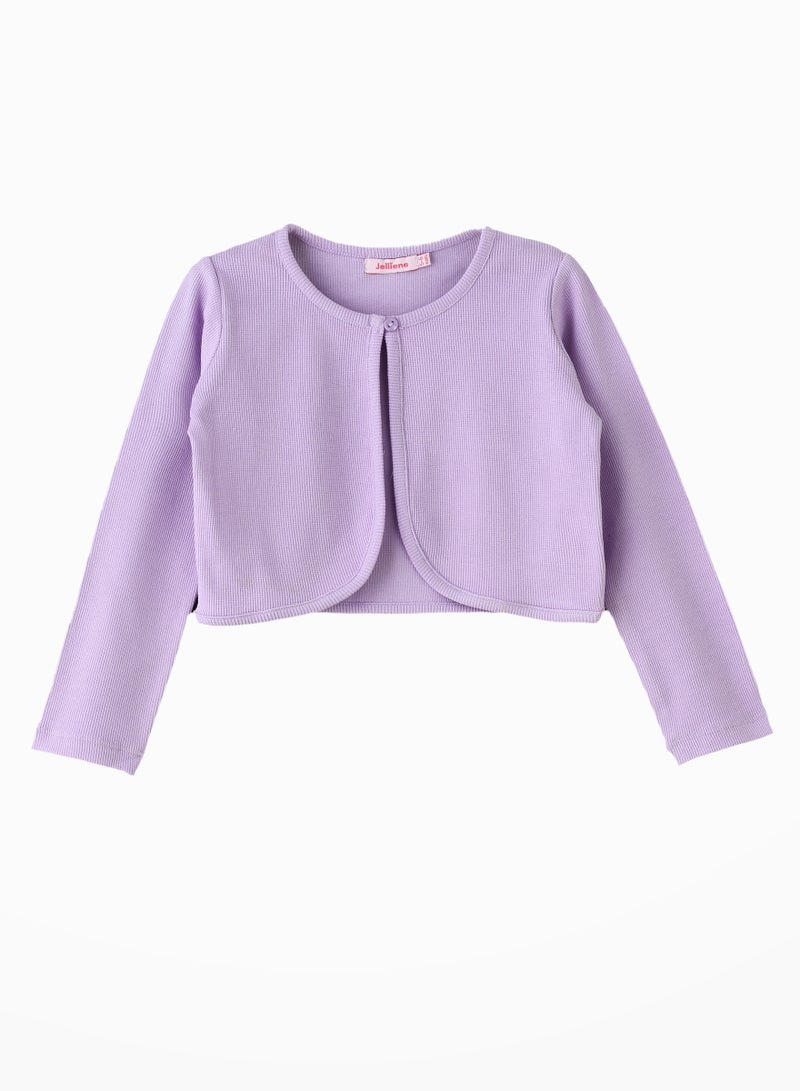 Jelliene Perfectly Purple: Girls' Cotton Knit Shrug | Layering Love for All Seasons - Image 1
