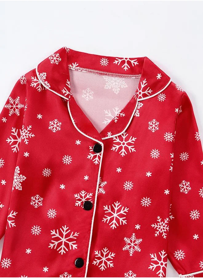 babyqlo Red Snowflake Christmas Pajama Set
