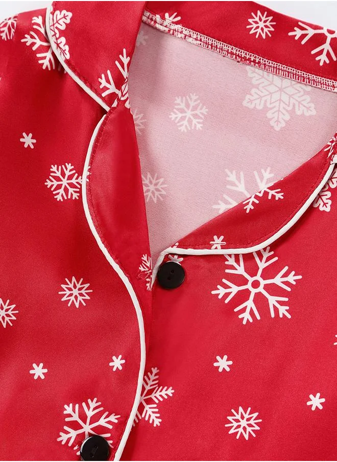 babyqlo Red Snowflake Christmas Pajama Set