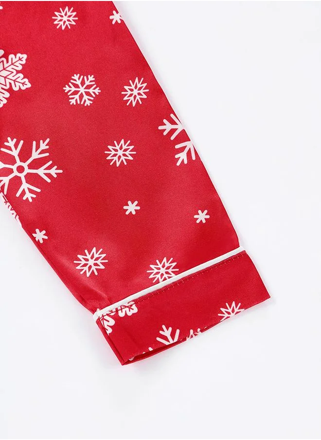babyqlo Red Snowflake Christmas Pajama Set