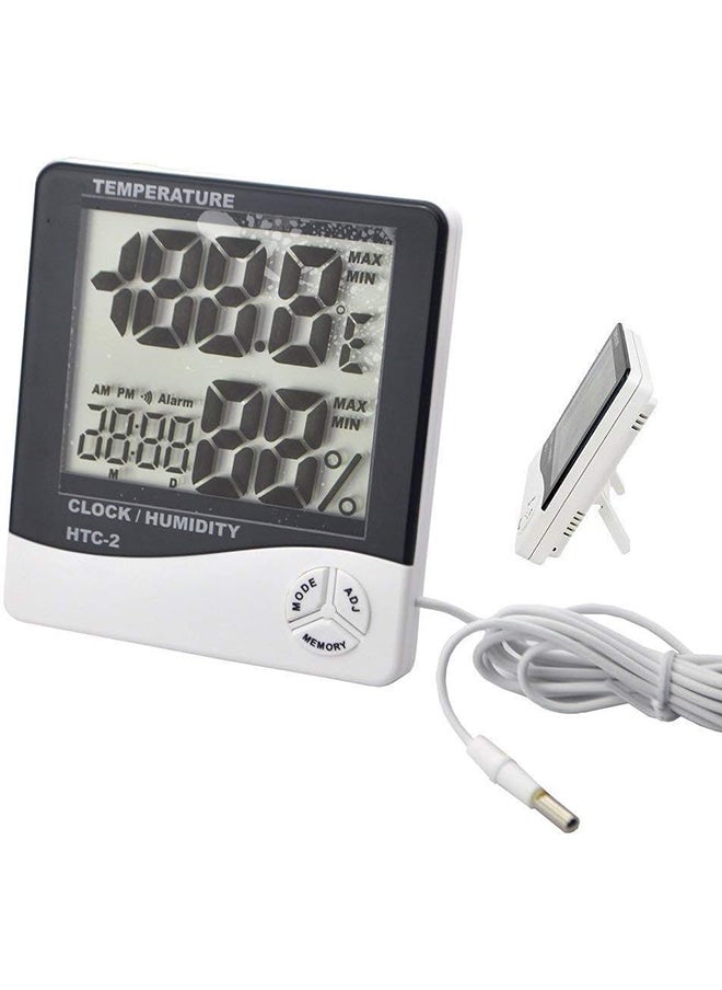 Generic - جهاز قياس الرطوبة الرقمي مع شاشة LCD كبيرة وساعة منبه - Image 1
