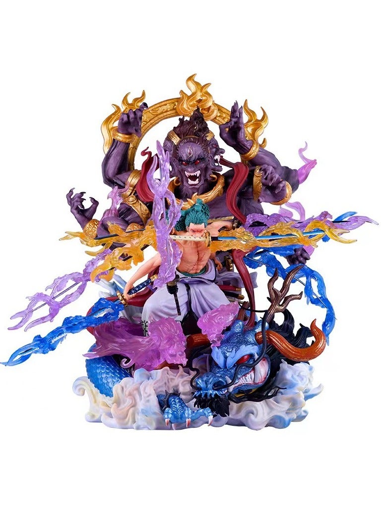 Anime Figures Roronoa Zoro Action Figure Nine Knife River Asura Static Image Statue PVC Model 33CM Desktop Figure Ornament Collection  - Image 1