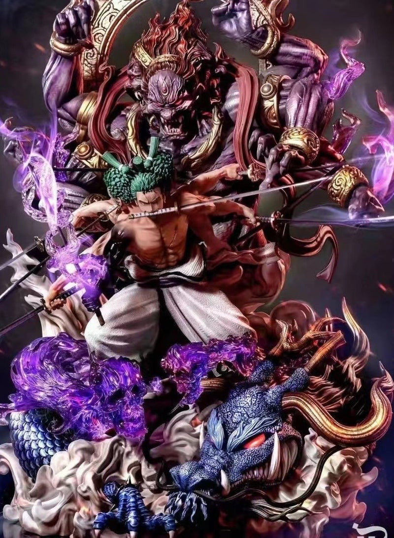 Anime Figures Roronoa Zoro Action Figure Nine Knife River Asura Static Image Statue PVC Model 33CM Desktop Figure Ornament Collection  - Image 4