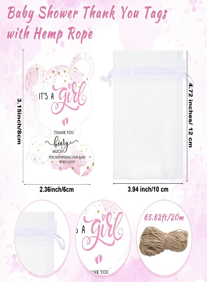 Singhoow 50 Sets Baby Shower Favor for Guests Acrylic Shot Glasses with Bottle Opener Keychains Thank You Tags and Bags Gender Reveal Party Favors for Guest Baby Shower Return Gift(Bear Girl) - Image 4