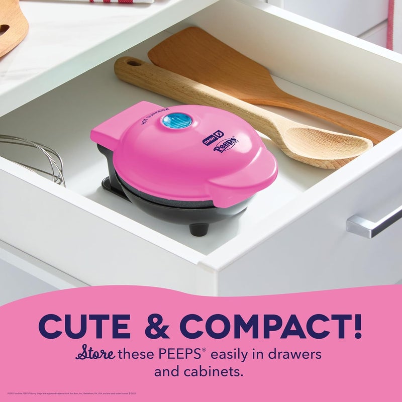 Dash صانعة الوافل الصغيرة PEEPS x Bunny لصنع الوافل الفردية، البطاطس المهروسة، كيتو تشافلز مع أسطح سهلة التنظيف وغير لاصقة، 4 بوصة - وردي - Image 5