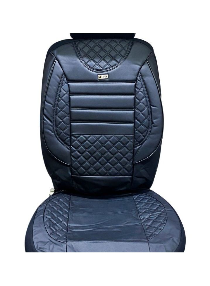 SPIDER High Quality Rexine Premium Version Universal Seat Cover Cushion For 5 Seater Car Front/Back Seat And Head Rest 11 Pcs Set (Black With Stripes) - Image 4