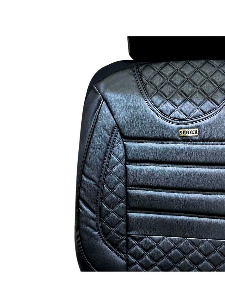 SPIDER High Quality Rexine Premium Version Universal Seat Cover Cushion For 5 Seater Car Front/Back Seat And Head Rest 11 Pcs Set (Black With Stripes) - Image 5
