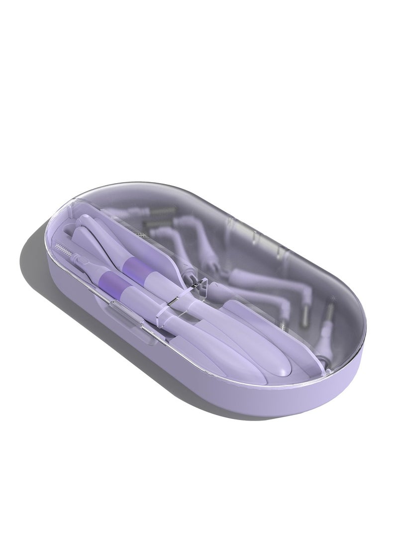 KASTWAVE فرشاة بين الأسنان القابلة لإعادة الاستخدام، نوع L + نوع I، مقبضان + 16 رأس بديل، فرشاة أسنان فائقة النعومة للأسنان الضيقة، أفضل مجموعة أدوات للعناية الفموية (بنفسجي) - Image 1