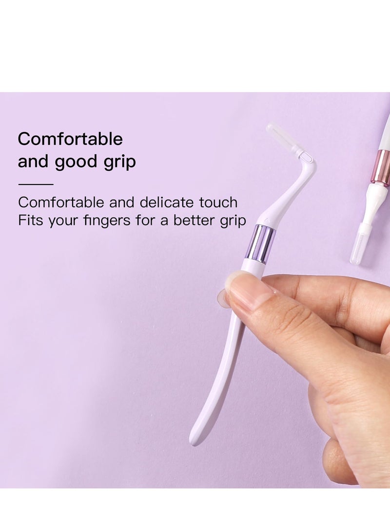 KASTWAVE فرشاة بين الأسنان القابلة لإعادة الاستخدام، نوع L + نوع I، مقبضان + 16 رأس بديل، فرشاة أسنان فائقة النعومة للأسنان الضيقة، أفضل مجموعة أدوات للعناية الفموية (بنفسجي) - Image 2