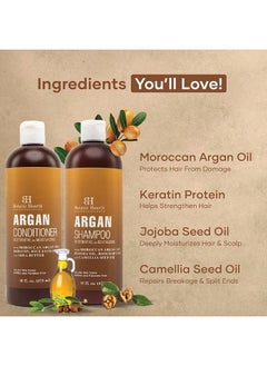 Botanic Hearth BOTANIC HEARTH Argan Oil Shampoo and Conditioner Set - with Keratin, Restorative & Moisturizing, Sulfate Free - All Hair Types & Color Treated Hair, Men and Women - (Packaging May Vary) -16 fl oz each  - Image 2