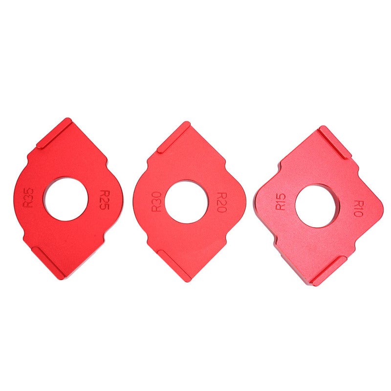 Half-Round Corner Locator 3-Pack 80x80x18mm Aluminum Alloy - Precise Scale Woodworking Router Template for Board Positioning and Rounding - Image 1