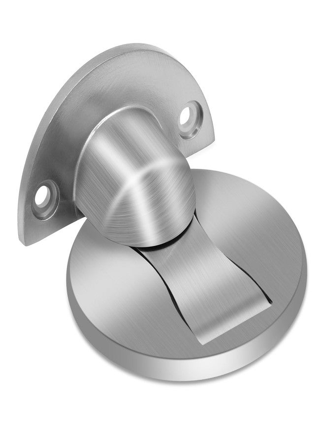 Gudui Invisible Magnetic Door Stopper, Brushed Satin Nickel, No-Drill Installation With Double Sided Adhesive, Stainless Steel Floor Door Catch Holder, Silver - Image 1