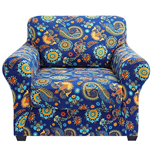 hyha Couch Covers ChairSofa Covers Floral Pattern Stretch Printed 2 Pieces Armchair Slipcover Separate Couch Cushion Slipcover Furniture Protector for DogsArmchair Vintage Pattern