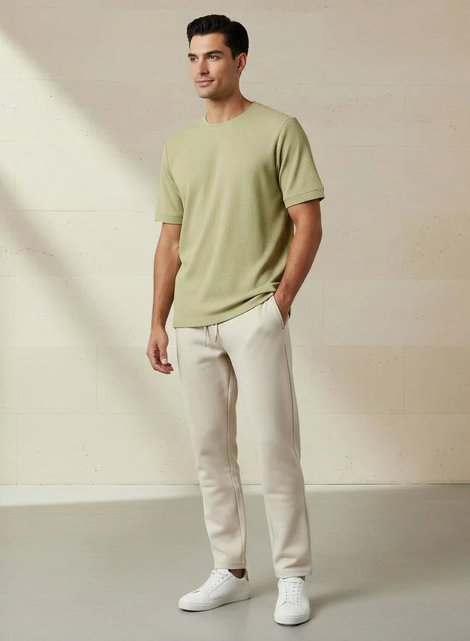 Iconic Iconic Men Regular Fit Crew Neck Short Sleeve Ribbed T-shirt