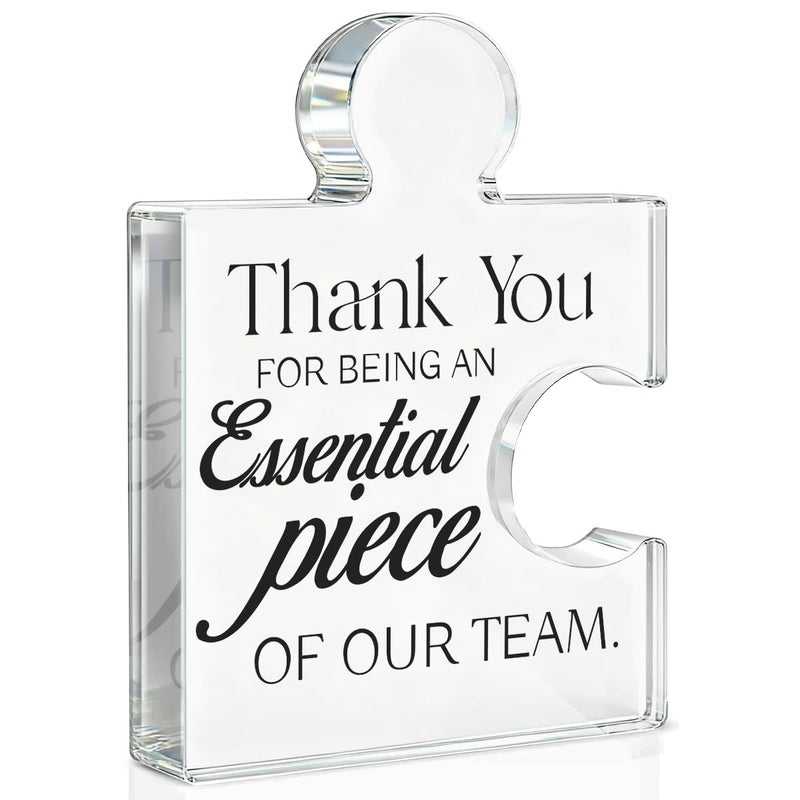 Yigaue Team Appreciation Gifts for Employees, Thank You Gift for Coworkers, Best Teams Ever Gifts Thank You for Being an Essential Piece of Our Team Acrylic Puzzle Piece Plaque Office Decor - Image 1