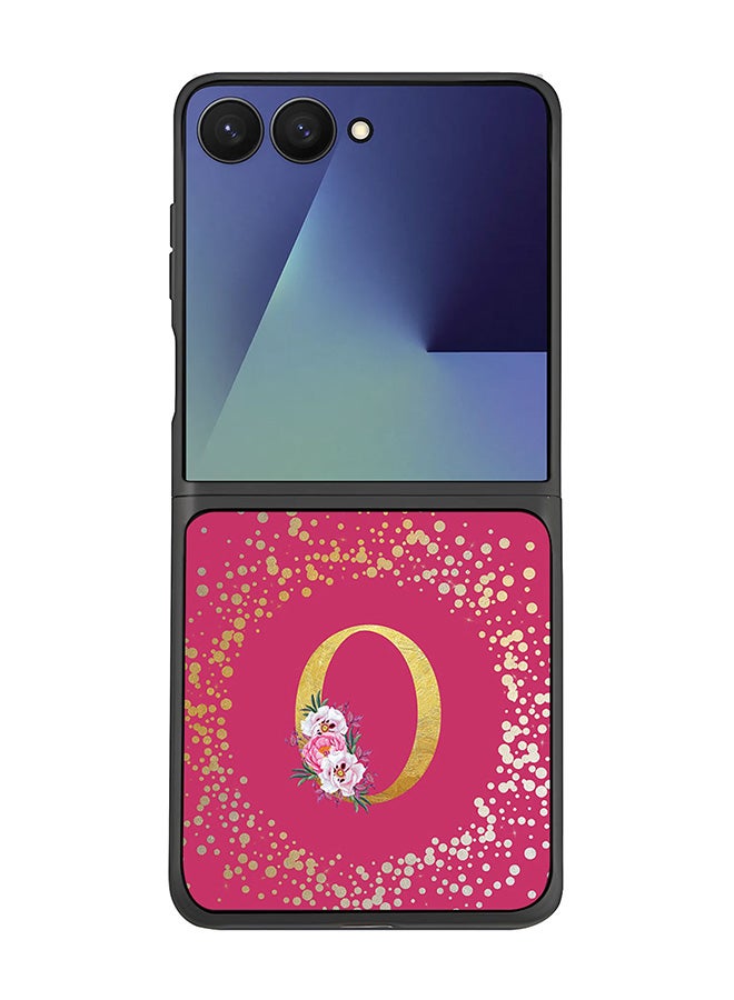 Stylizedd For Samsung Galaxy Z Flip7 Case,Slim fit Camera Protection, Shockproof Thin Phone cover  - Custom Monogram Floral - O ( Deep Pink )